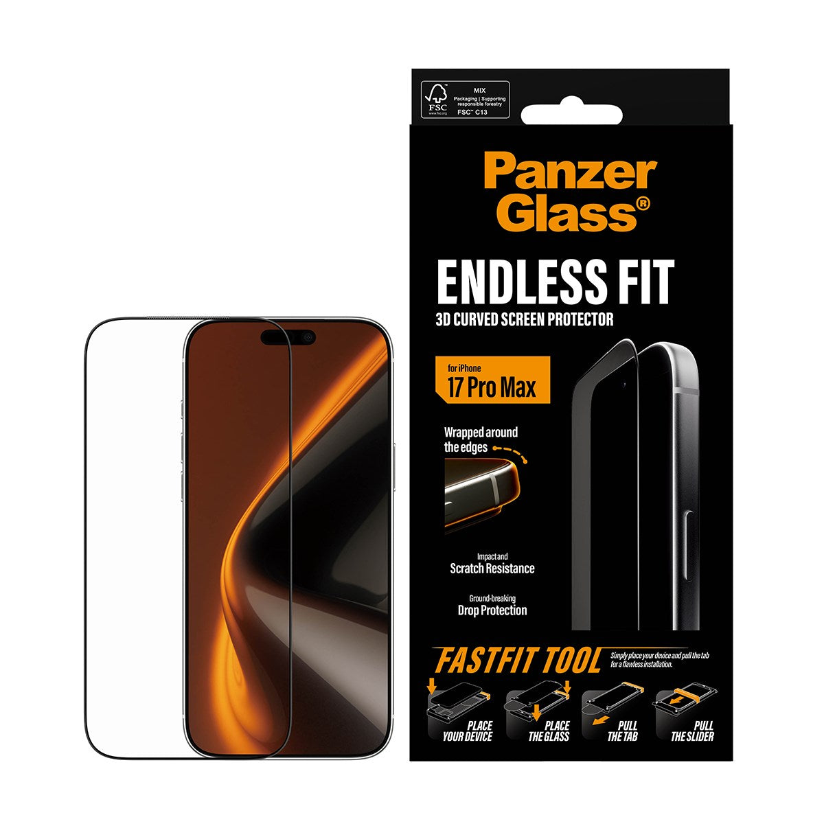 PanzerGlass 3D Curve Screen Protector for iPhone 17 Pro Max - Clear