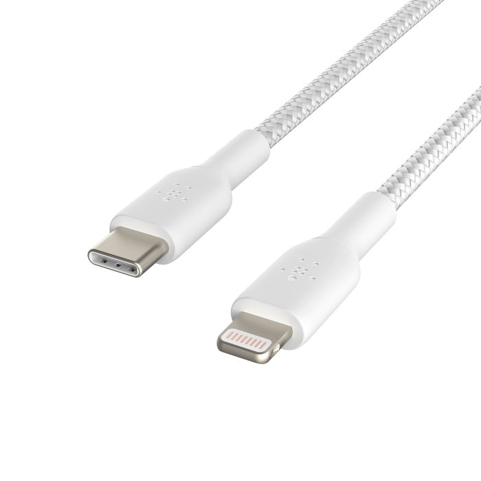 Belkin BoostCharge Braided Lightning to USB-C Cable (1m/3.3ft) - White