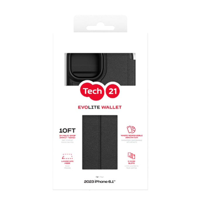 Tech21 EvoLite Wallet Case for iPhone 15 Plus - Black