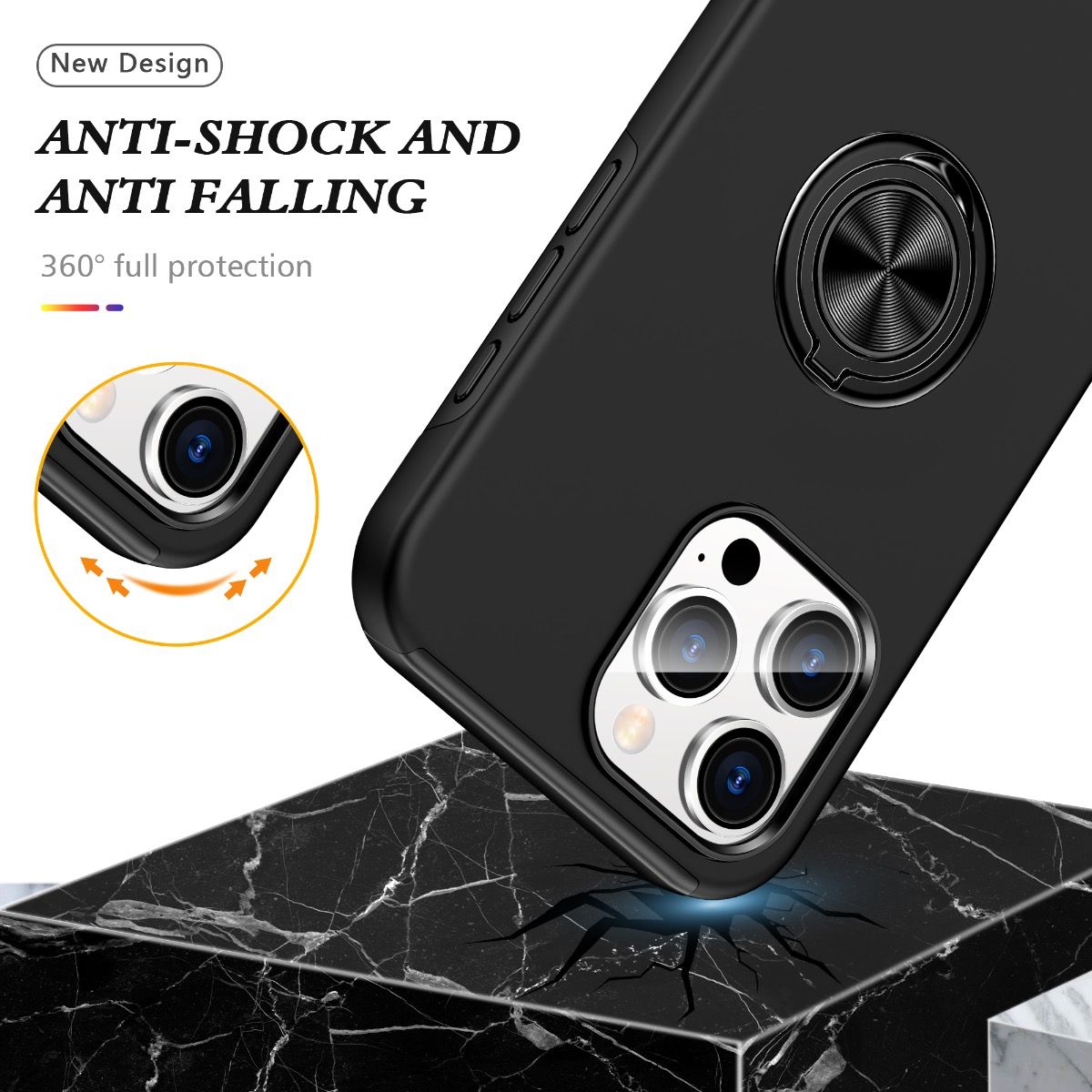 Blacktech Slim Style Magnetic Ring Stand with Case for Samsung Galaxy S26 Ultra - Black
