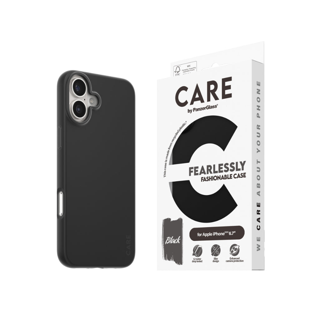 PanzerGlass CARE Fashionable Case for Apple iPhone 16 Plus- Black