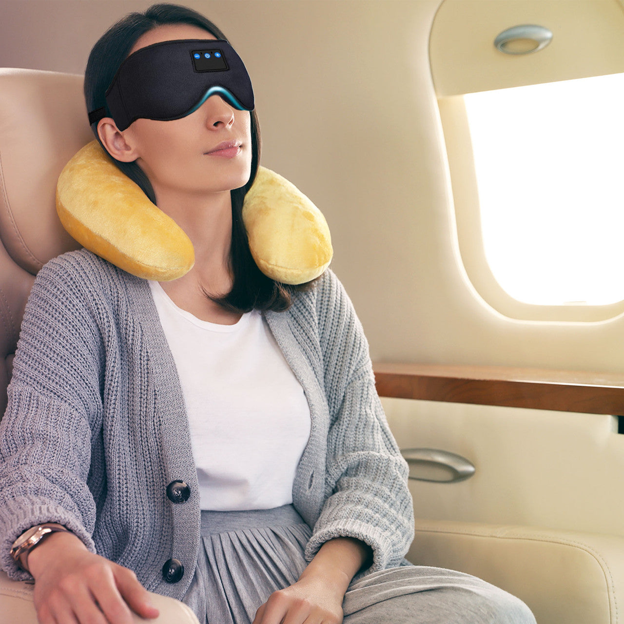 Laser Sleep Mask with Bluetooth Headphones - Black