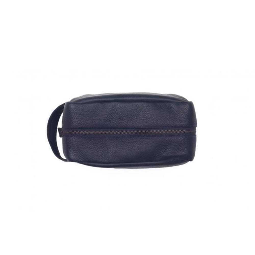 Leather United Unisex Dopp Toiletry Kit Bag - Navy Blue (Genuine Leather)
