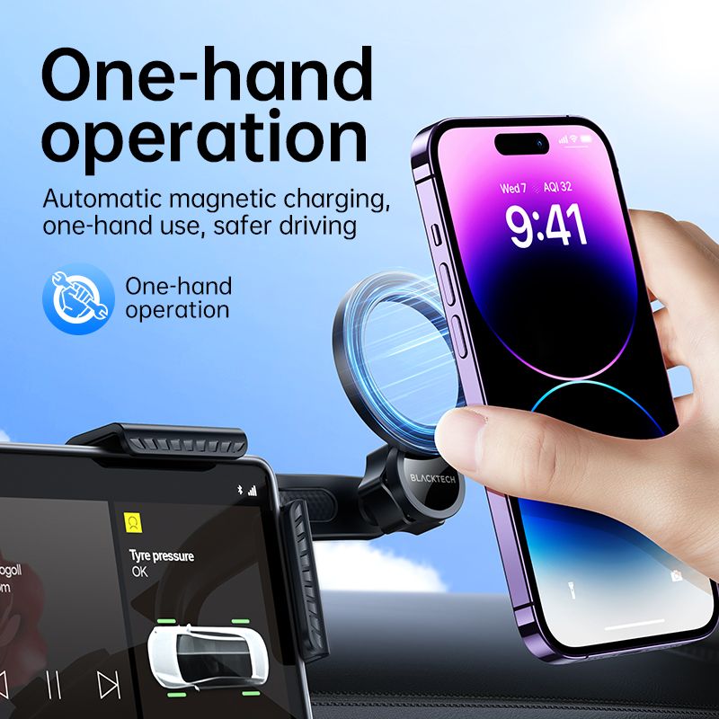 Blacktech Central Control Screen Magnetic Car Holder - Black