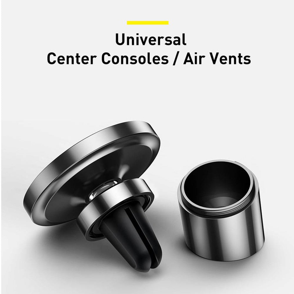 Baseus Magnetic Car Mount for Dashboards and Air Outlets (Magsafe Compatible + Ring Included ) - Bla