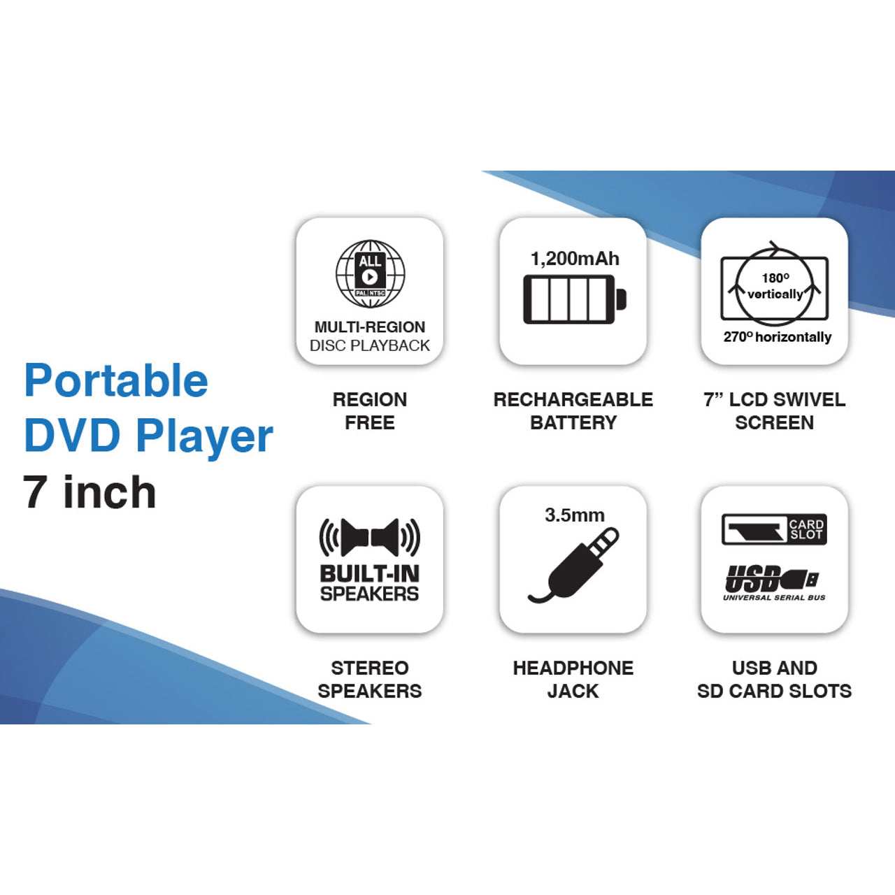 Laser Portable DVD Player 7 inch