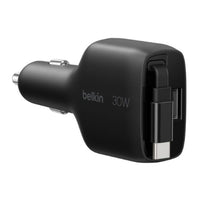 Belkin BoostCharge 30W Retractable Car Charger - Black