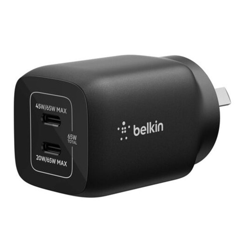 Belkin Dual USB-C 65W (45W + 20W) Wall Charger - Black