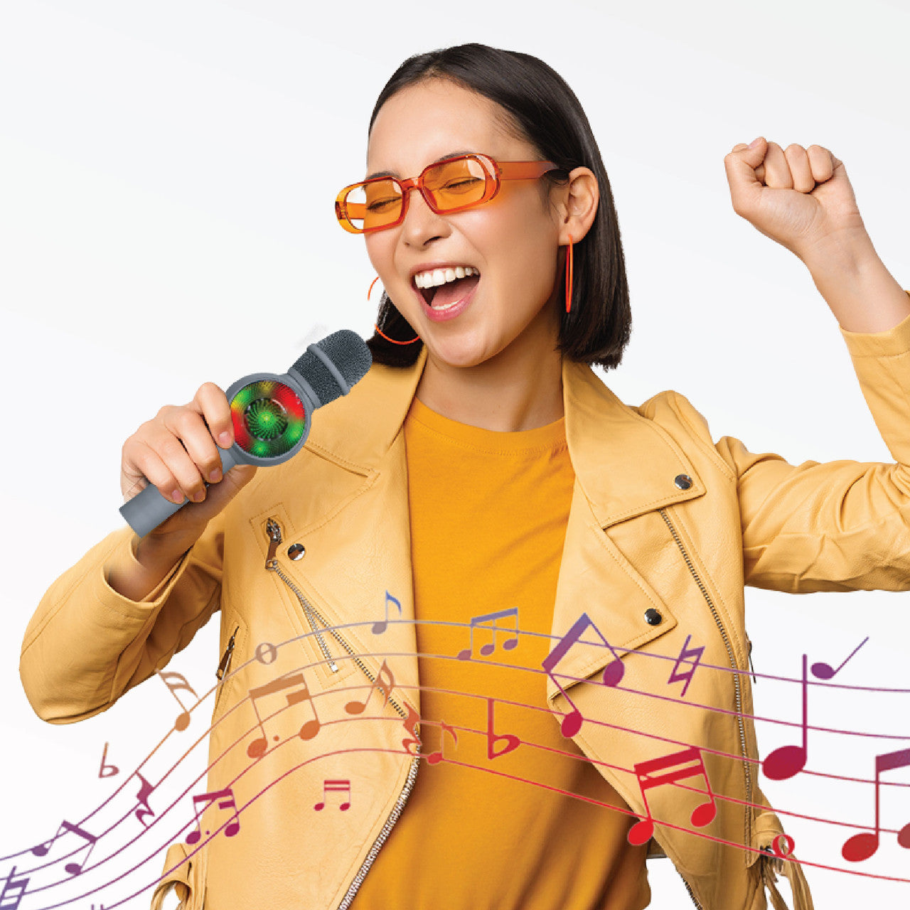 Laser LED Wireless Karaoke Microphone- Silver