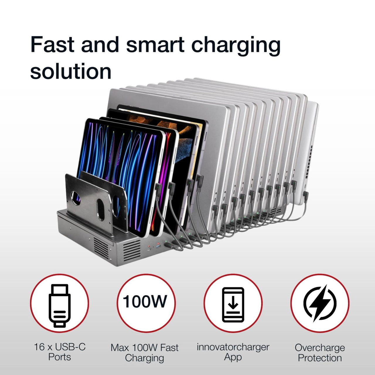 Shintaro 16-Port USB-C PD3.0 1000W GaN Charging Dock for Smartphone, Tablet, & Notebook Devices & Smart Power