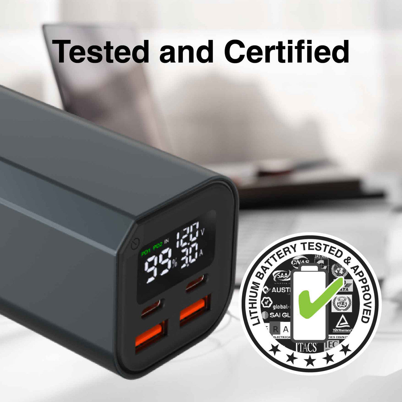Laser 20,000mAh 100W PD Laptop Power Bank - Black