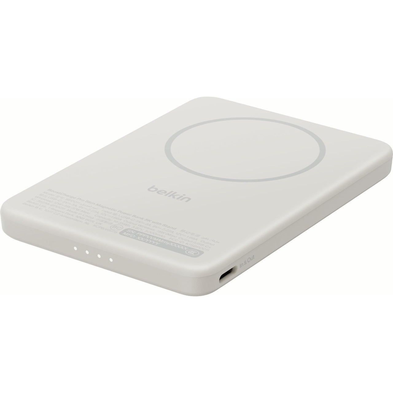 Belkin BoostCharge SLIM Magnetic 5K Power Bank Qi2(15W) + Kickstand - Sand Grey