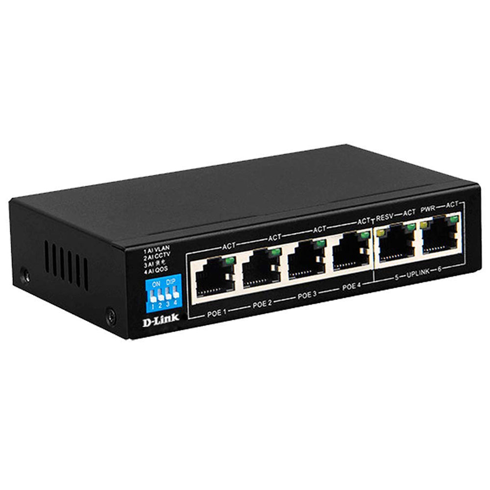 D-Link 6-Port 10/100/1000 Switch with 4 PoE Ports