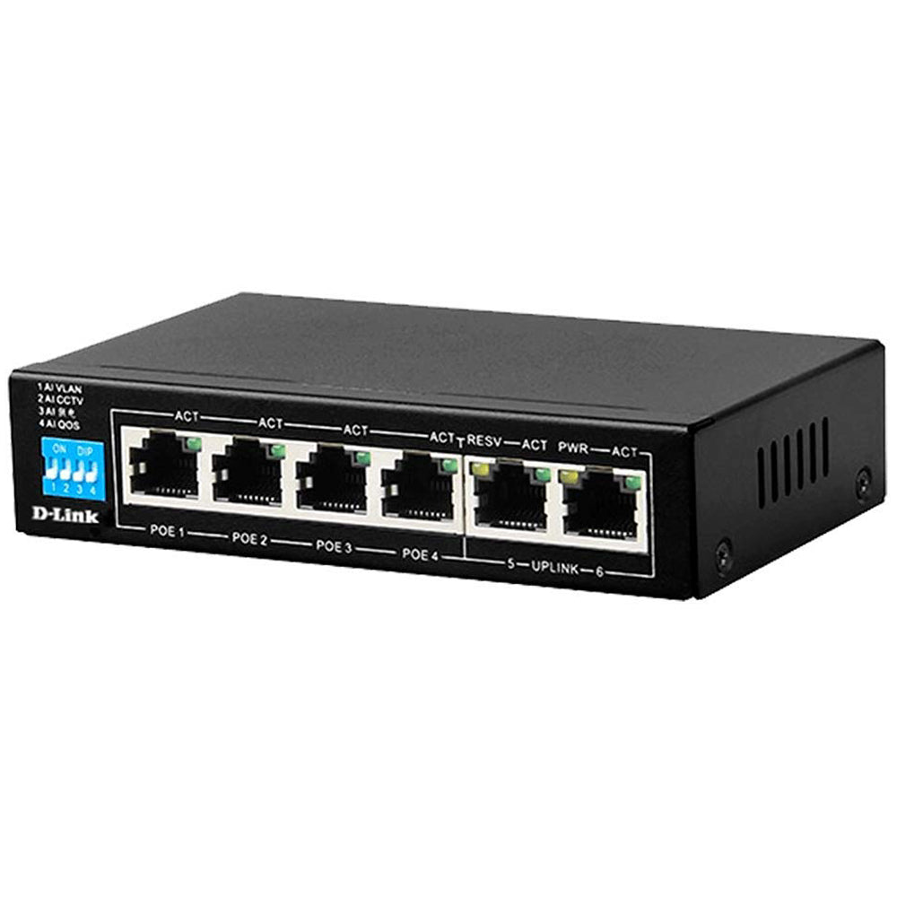 D-Link 6-Port 10/100/1000 Switch with 4 PoE Ports