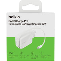 Belkin BoostCharge Pro Retractable GaN Wall Charger 67W - White