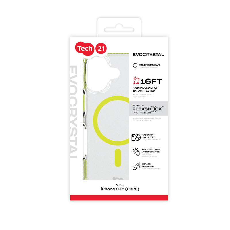 Tech21 EvoCrystal MagSafe Case for iPhone 17 - Clear/Green