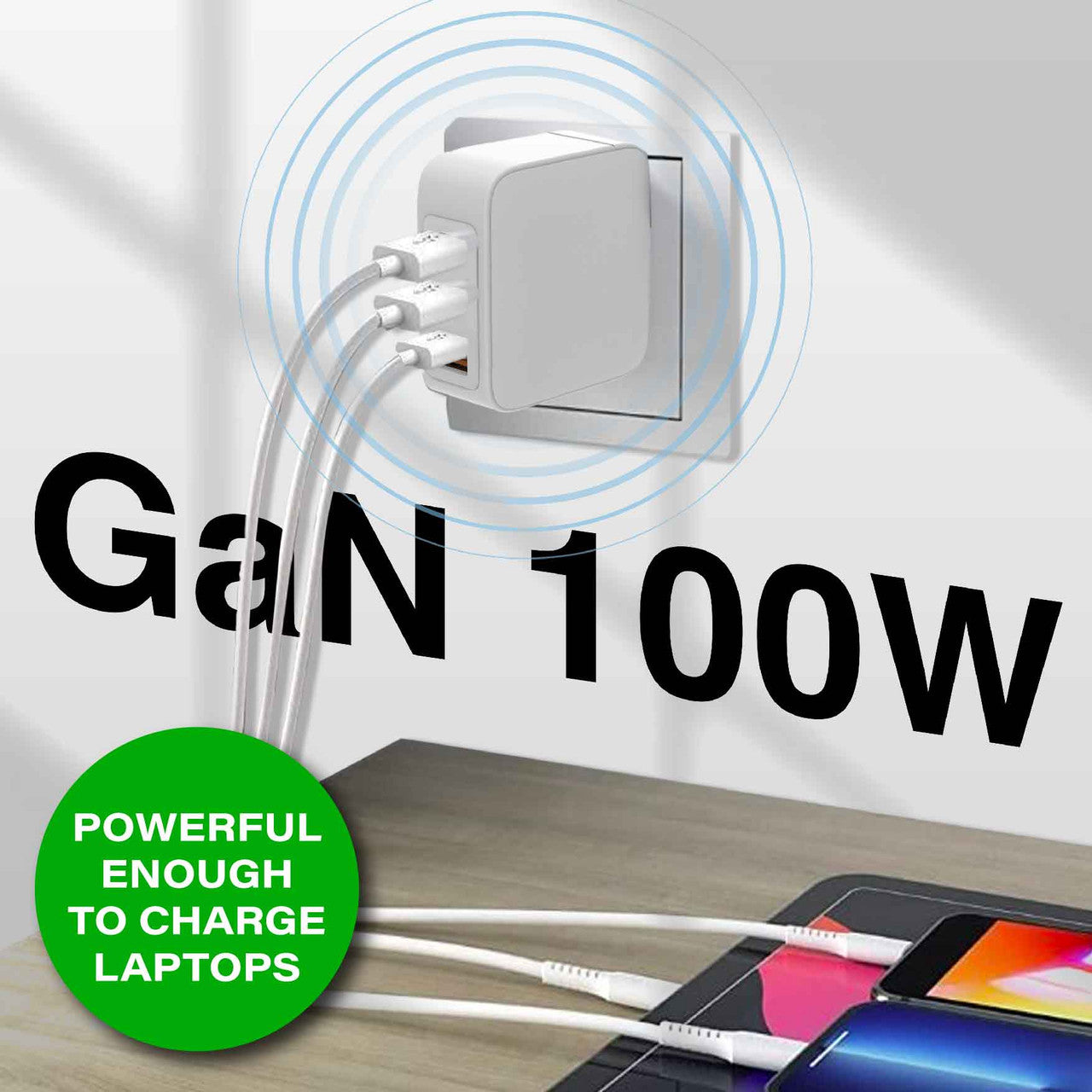 Laser 100W PD GaN Charger - 4 Port USB-C and USB-A Fast Charging