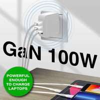 Thumbnail for Laser 100W PD GaN Charger - 4 Port USB-C and USB-A Fast Charging