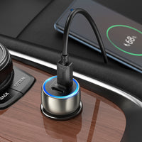 Thumbnail for Hoco Z48 40W Dual Port USB-C Metal Car Charger With Lightning Cable - Gray