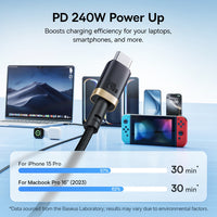 Thumbnail for Baseus Dura Fast Charging Data Cable USB-C to USB-C 240W 1M for 15 / 16 / 17 Series - Gold Black