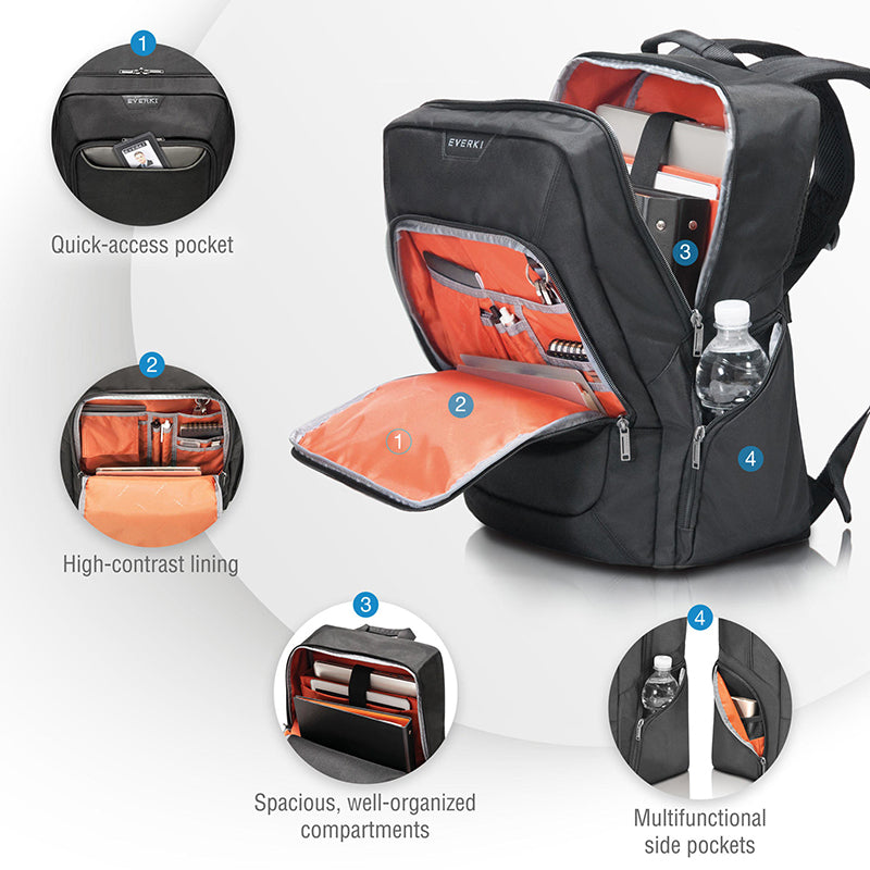 Everki Advance Laptop Backpack 15.6" - Black