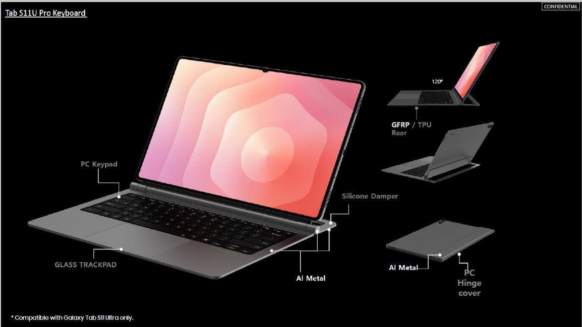 Samsung Galaxy Tab S11 Ultra Keyboard Pro Case/Cover - Grey Black