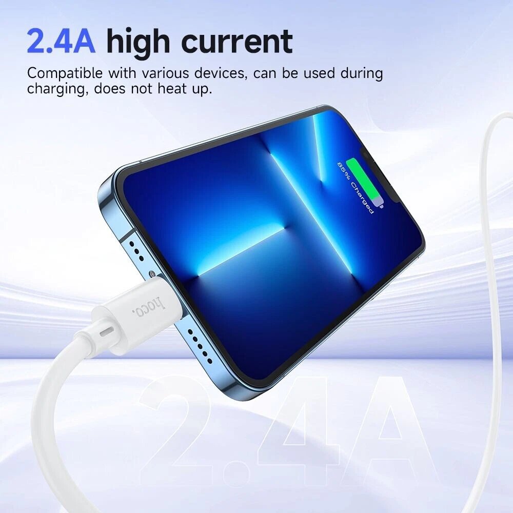 Hoco X88 Gratified charging cable USB-A to iPhone, iPad -  White