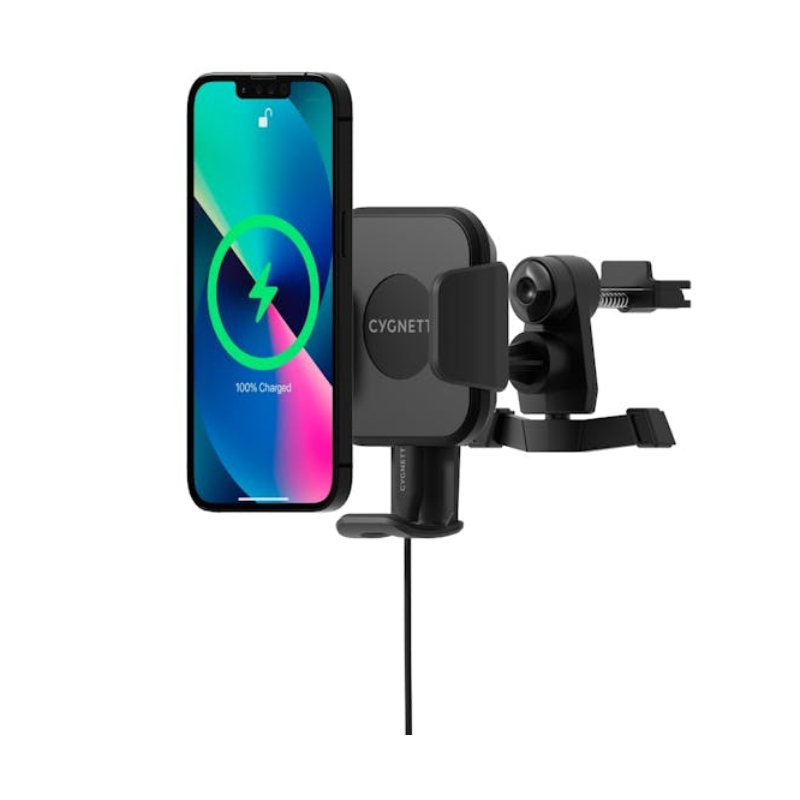 Cygnett Race Wireless 10W Vent Qi Car Charger Mount + QC 3.0 Car Charger