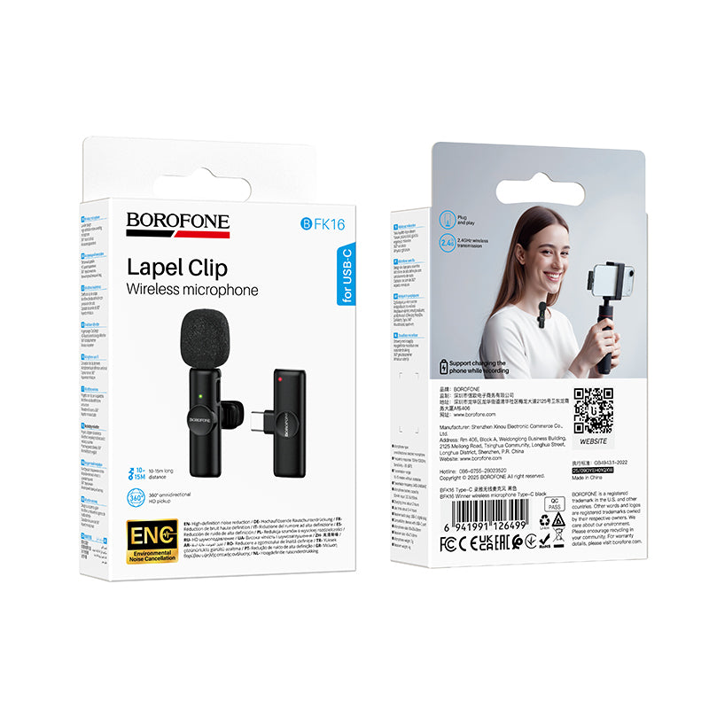 Borofone Lavalier wireless microphone BFK16 Winner Type C - Black