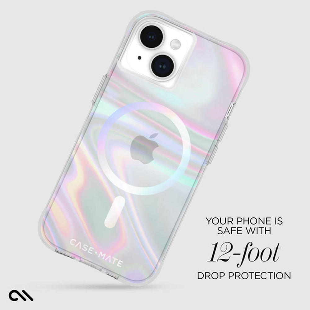 Case-Mate Soap Bubble MagSafe Case For iPhone 15, 14 & 13- Iridescent