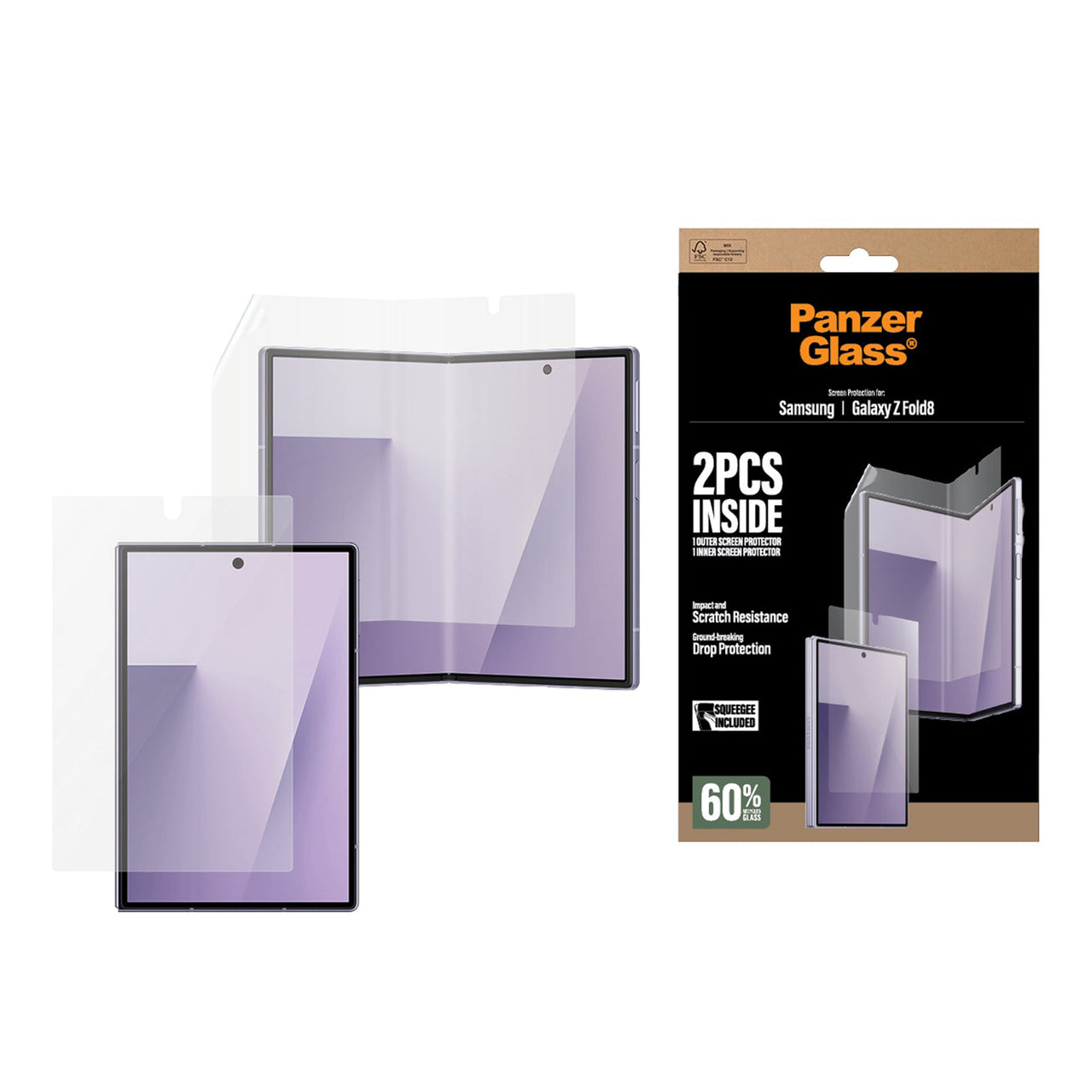 PanzerGlass Sub Screen & Main Film Screen Protector for Samsung Galaxy Z Fold8 - Clear