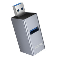 Thumbnail for HOCO HB54 3-in-1 Converter [USB A to USB2.0 x2 & USB 3.0] - Metal Grey