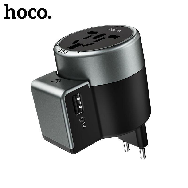Hoco AC4 USB Charger Universal World Travel Adapter US/UK/EU/AU Plug Converter