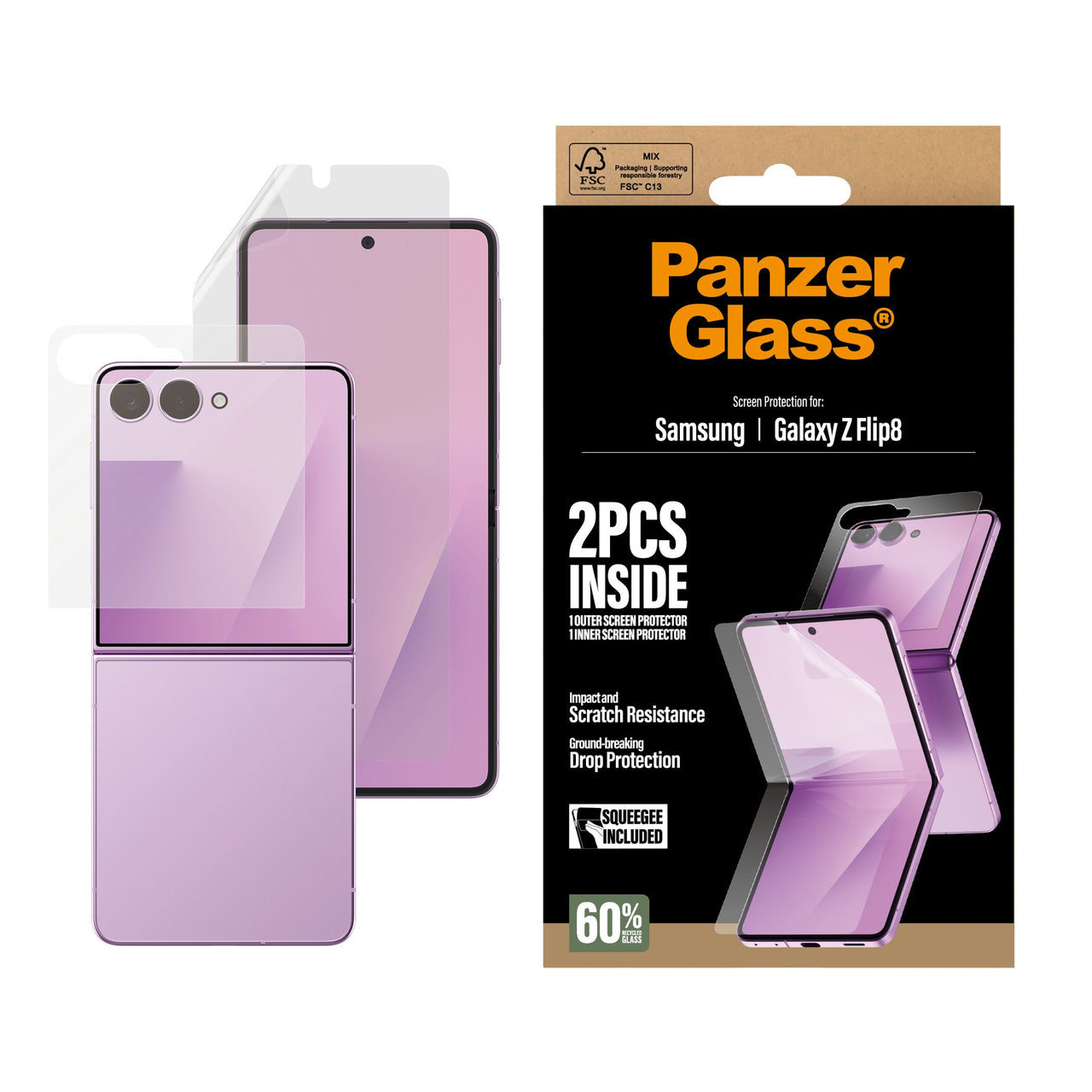 PanzerGlass Screen Protector for Samsung Galaxy Z Flip8 - Clear