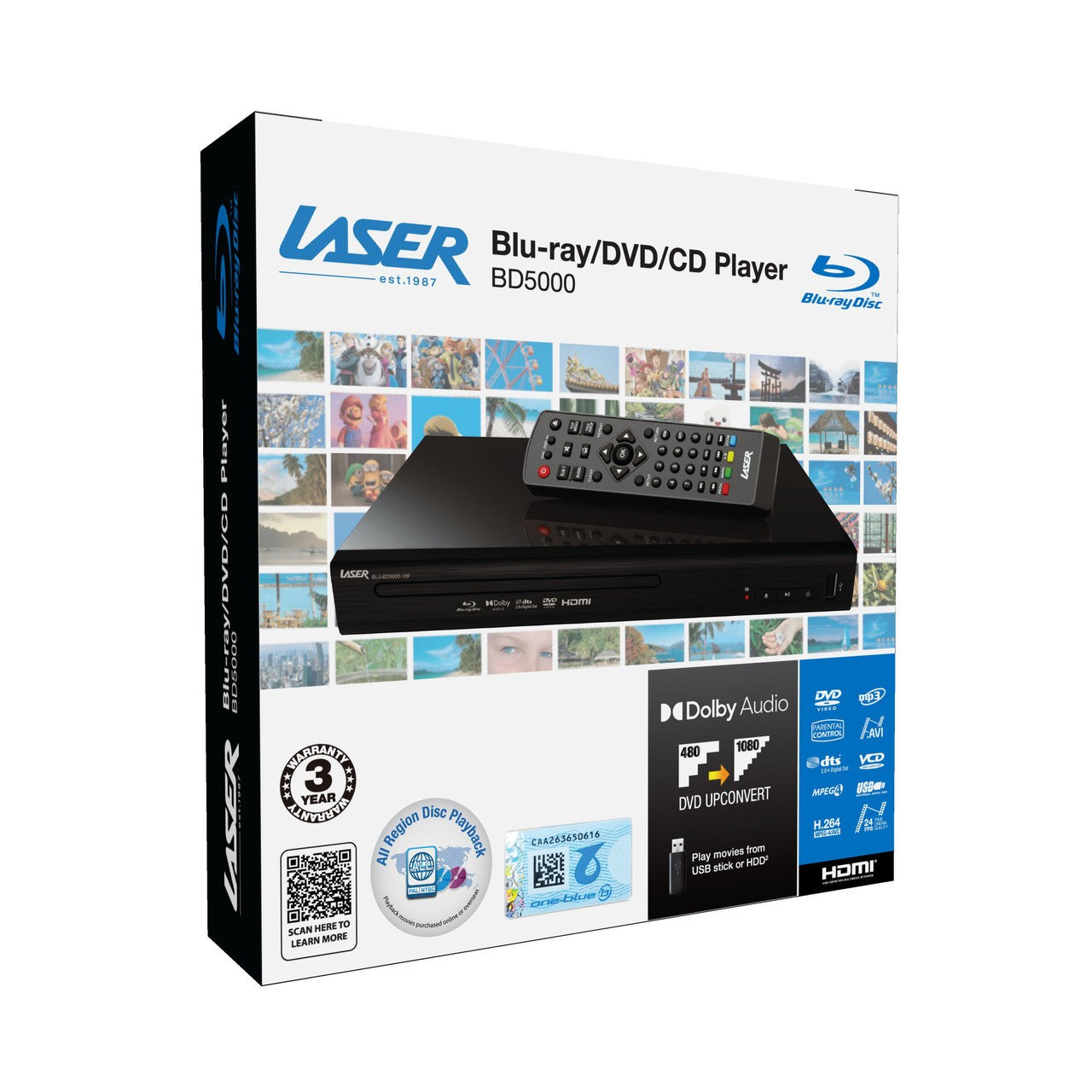 Laser Multi Region Blu-Ray DVD Player With HDMI - Black