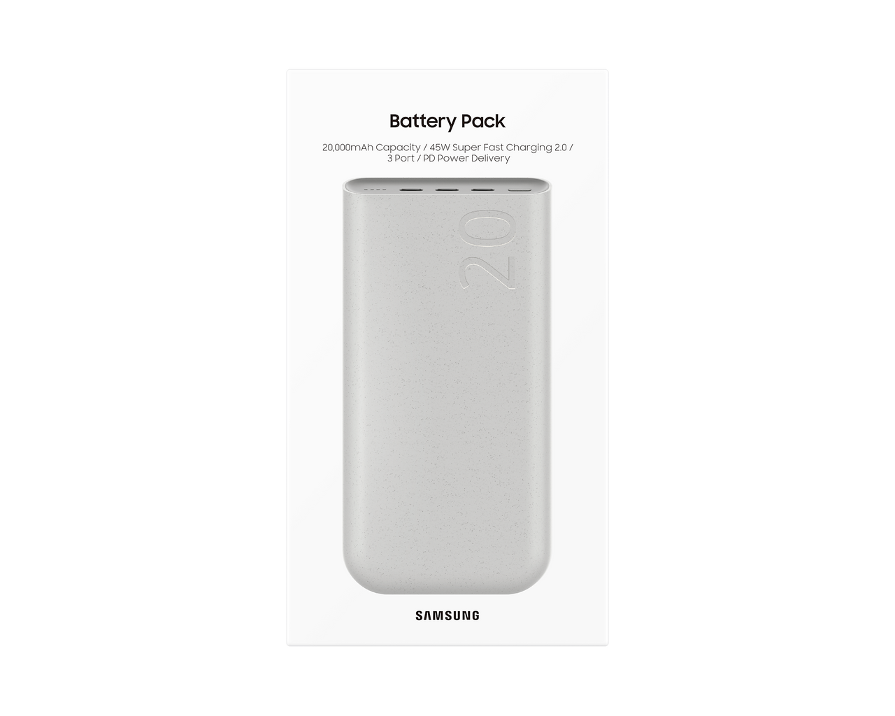 Samsung 45W Super FAST charging 3 x USB-C Port PD 20,000mAh Power Bank Battery Pack - Beige