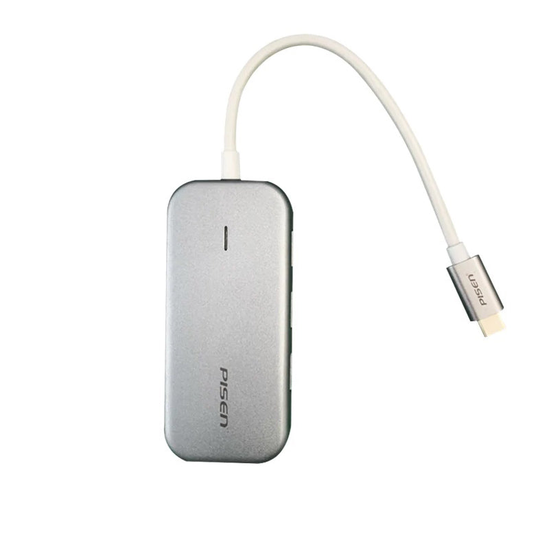 Pisen 6-in-1 Multi-Port USB-C Multi-functional Docking Station - Grey