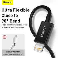 Thumbnail for Baseus Superior Series Fast Charging Data Cable USB-A to Lightning 2M - Black
