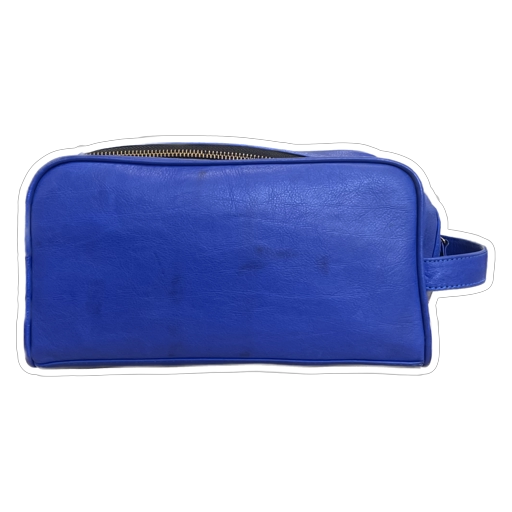 Leather United Unisex Dopp Toiletry Kit Bag - Blue (Genuine Leather)