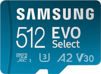 Thumbnail for Samsung EVO Select Micro SD + Adapter SDXC 512GB 130MB/s for 4K UHD UHS-I, U3, A2, V30