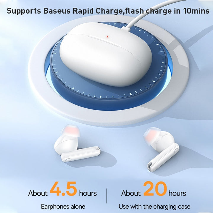 Baseus Bowie M1 True Wireless Earphones 4 Mic ENC Noise Cancelling  Earbuds White