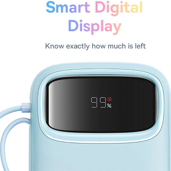Baseus Qpow2 Dual-Cable Digital Display Fast Charge Power Bank 20000mAh 22.5W - Blue
