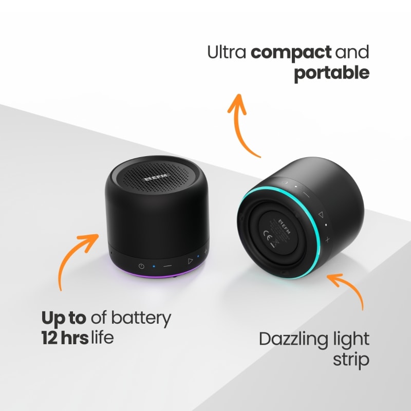 EFM Cloudbreak Mini Bluetooth Speaker With Dynamic Lighting Effects - Black