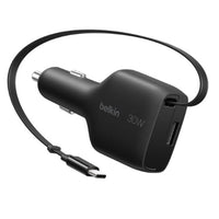 Belkin BoostCharge 30W Retractable Car Charger - Black