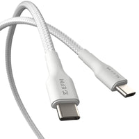 Thumbnail for EFM USB-C to USB-C Braided Power and Data 1M Cable Tested to withstand 20000+ bends - White