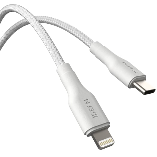 EFM Type-C to Lightning Braided Power and Data 1M Cable - White