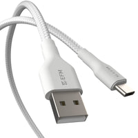 Thumbnail for EFM USB-A to USB-C Braided Power and Data 1M Cable Tested to withstand 20000+ bends - White