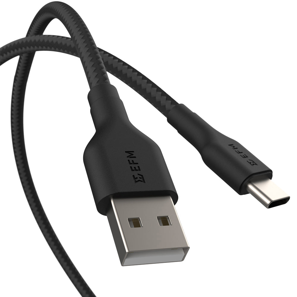 EFM USB-A to Type-C Braided Power & Data Cable 2m - Black