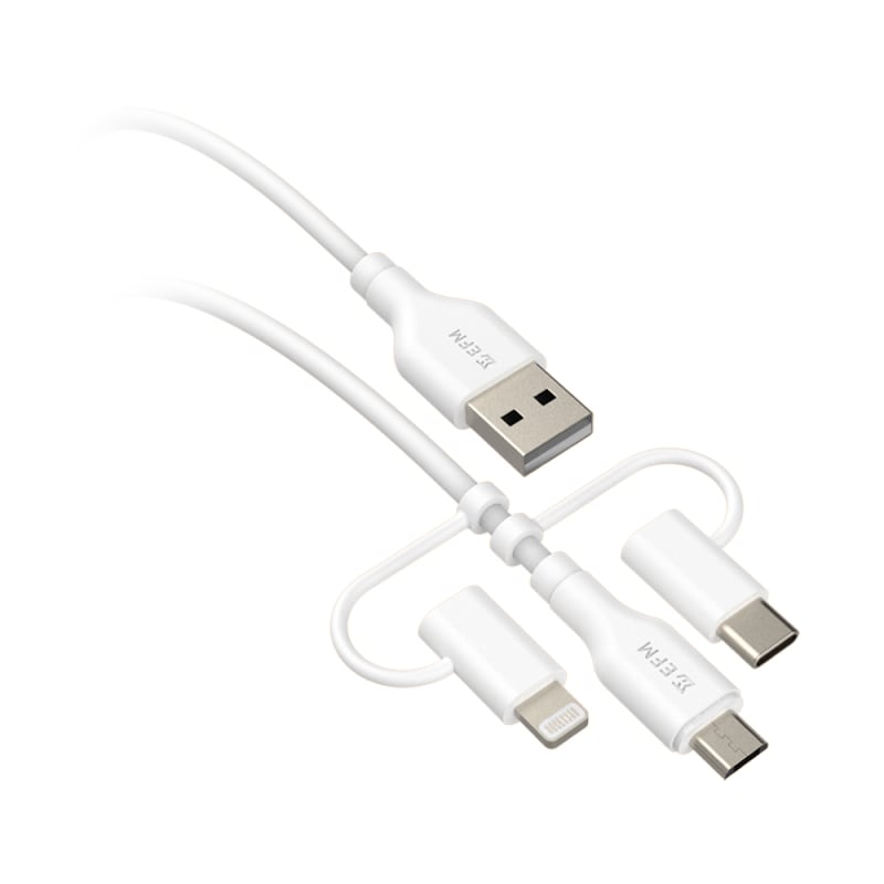 EFM USB-A 3-in-1 Cable universal Application with 2M Length - White