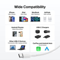 Thumbnail for Belkin Boost Charge Pro USB-C to C 240W Braided Cable 1m Universally Compatible - White